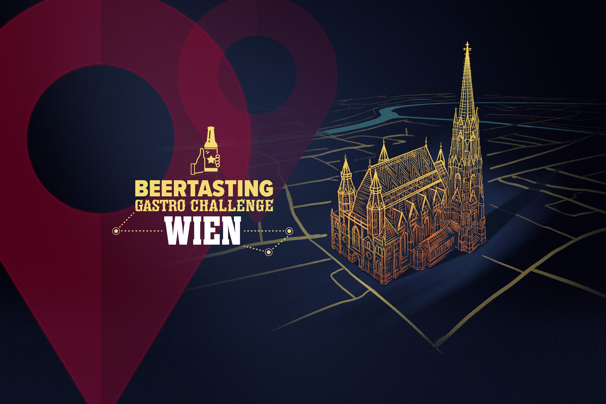 BeerTasting Challenge Wien – Stephansdom auf einer Wien-Karte mit Standort-Pin